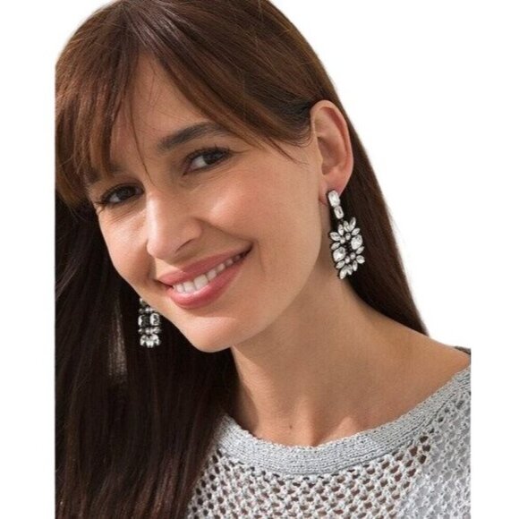 Chico's Glitz Drop Crystal Cocktail Earrings $43 - Picture 1 of 4